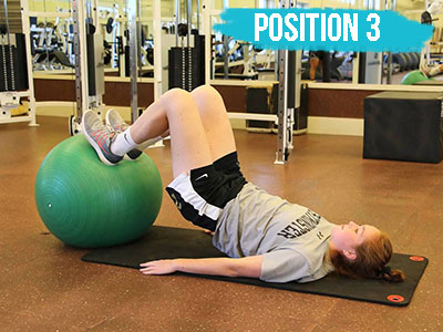 Hamstring curl on a physioball position 3