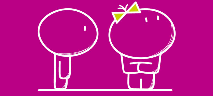 Two cartoon characters arguing