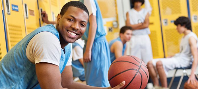 basketball player in locker room