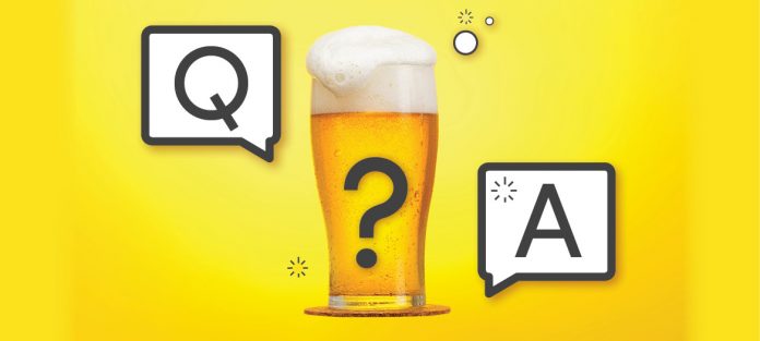 Beer with question mark and a