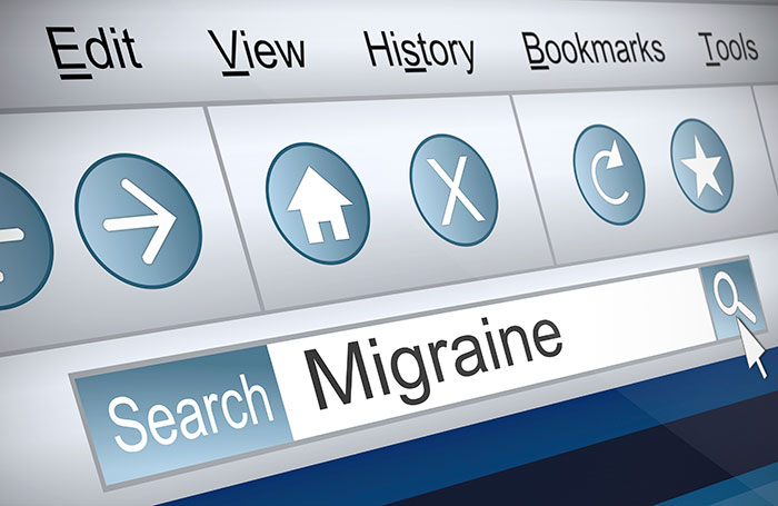 Online search engine searching "Migraine"