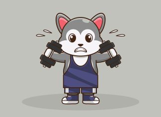 FitnessU: 5 lower back exercises to strengthen your core Cartoon animal lifting dumbbells, representing fitness and strength training