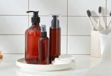 skincare products on bathroom sink | basic skincare routine