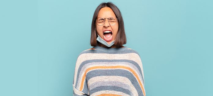 young hispanic woman shouting | tips for managing anxiety