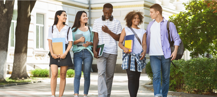 diverse friend group on campus | benefit of belonging to a community