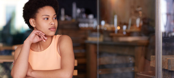 Pensive African American female