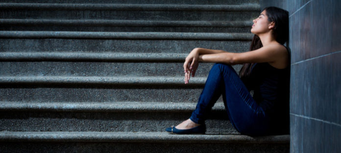 lonely girls on stairs