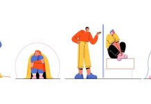Illustrated people with personal bubbles showing boundaries and consent in fun, colorful cartoon style.