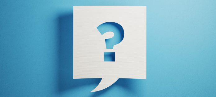 question mark on blue