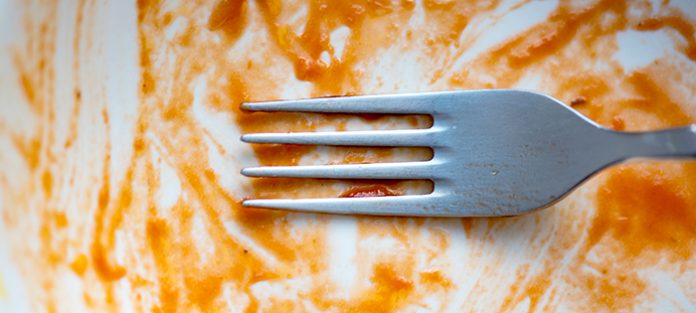 Fork on a dirty plate