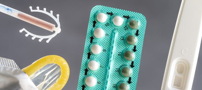 IUD, condom, oral contraceptives, and pregnancy test