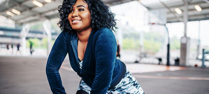happy girl working out
