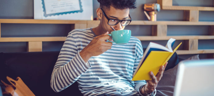 African american male studying